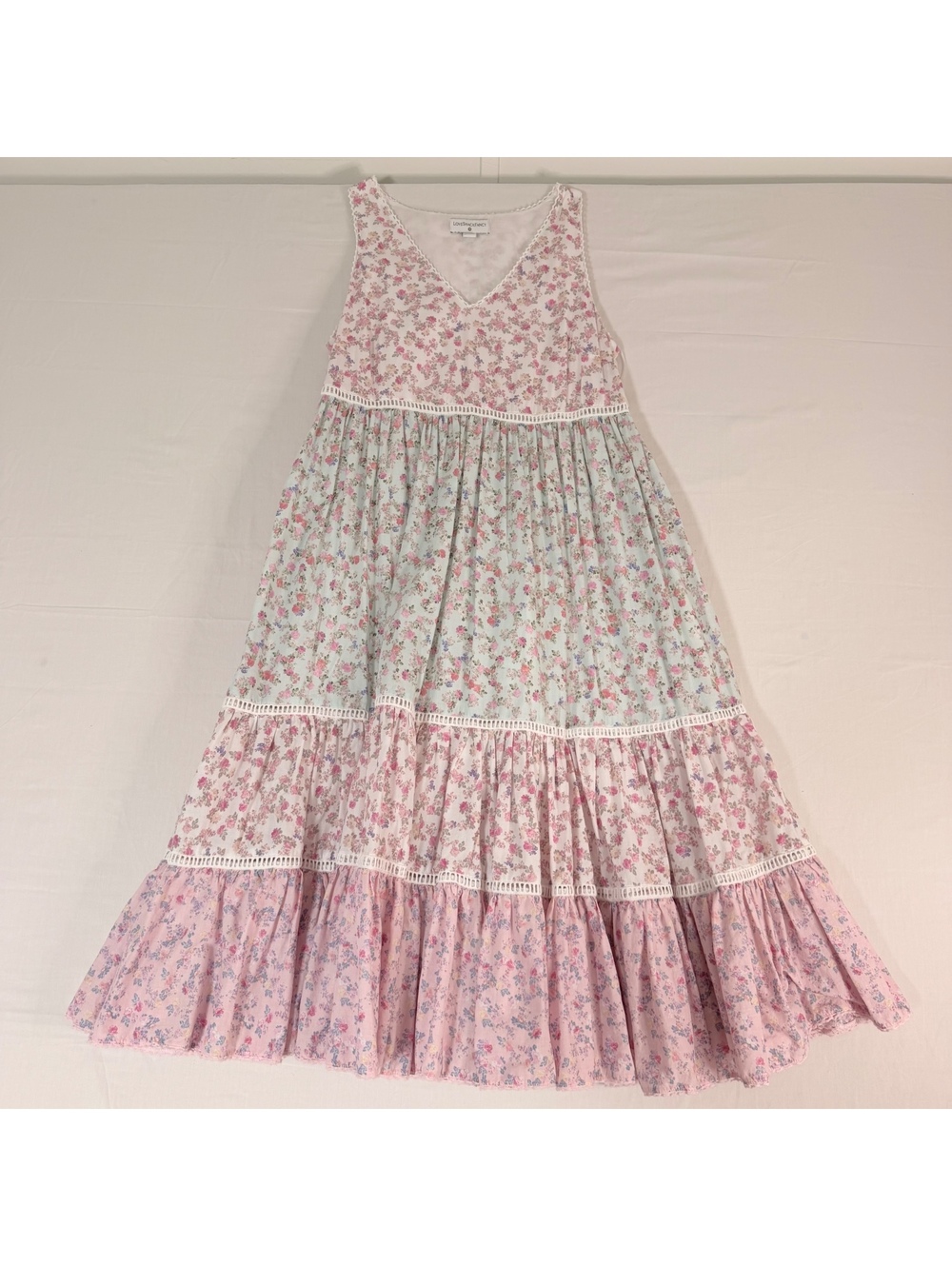 LoveShackFancy Sleeveless Floral Tiered Dress Size Small